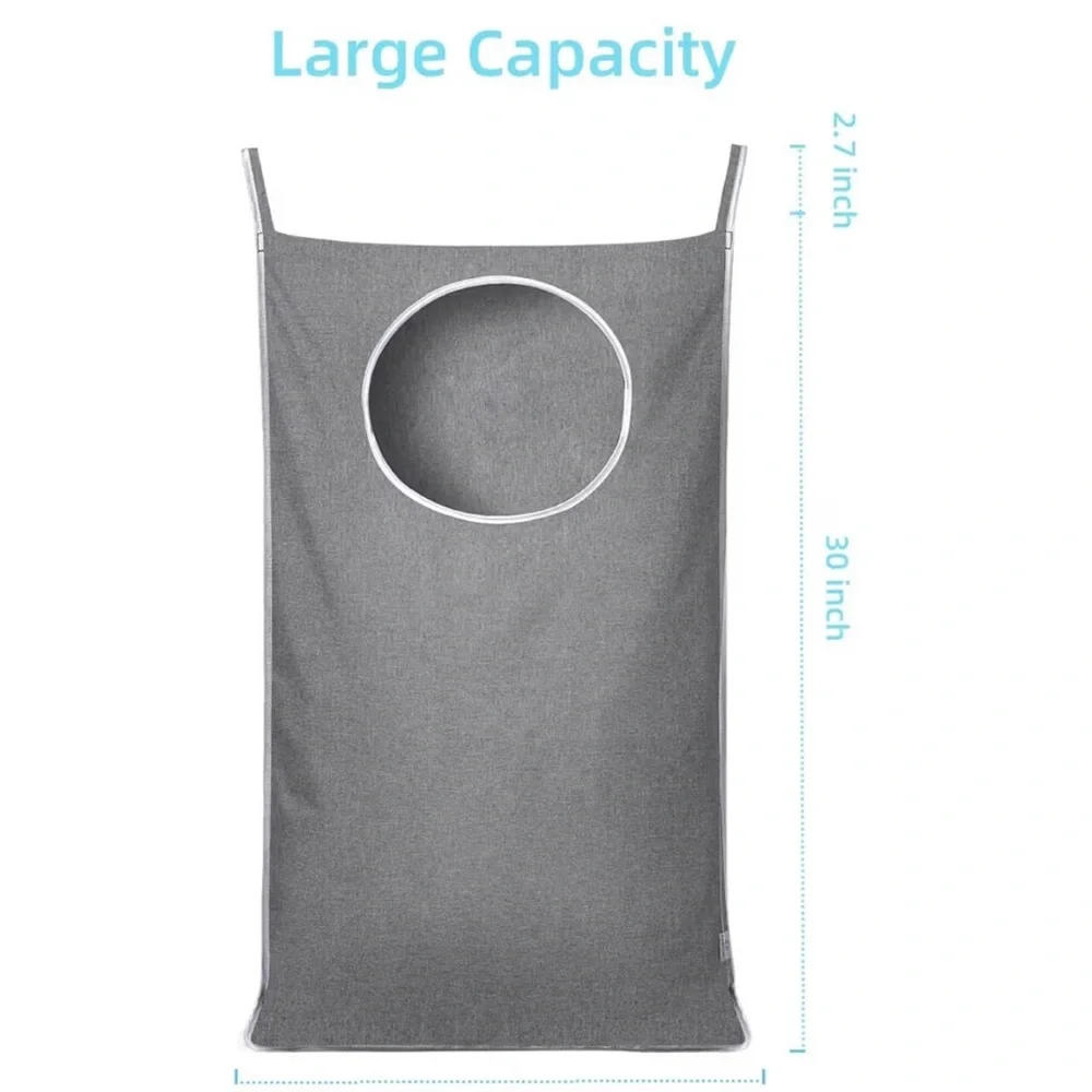 Gray Hanging Laundry Hamper with Hooks (K33)